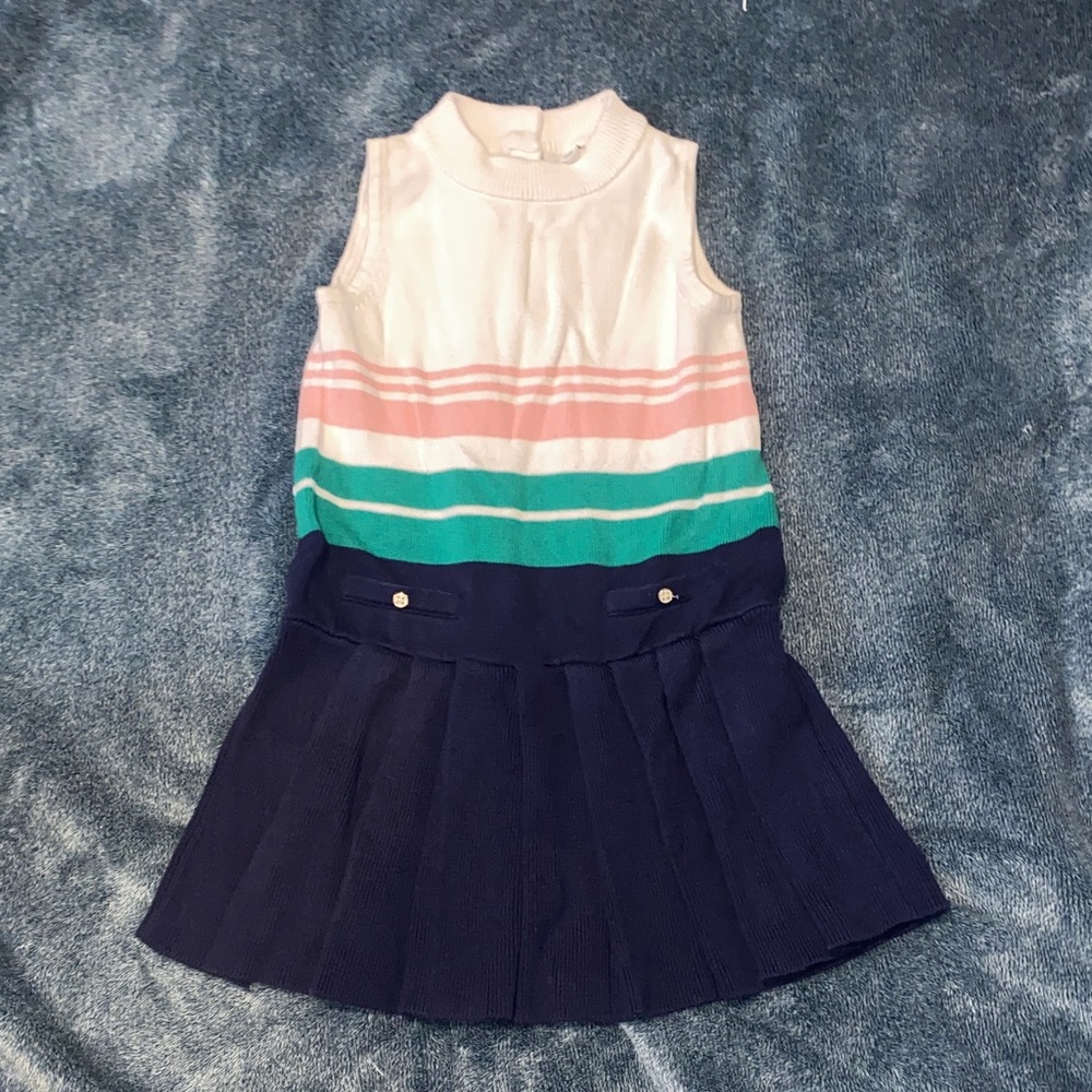 Janie and Jack Sleeveless Striped Dress - Pink, Green, Navy